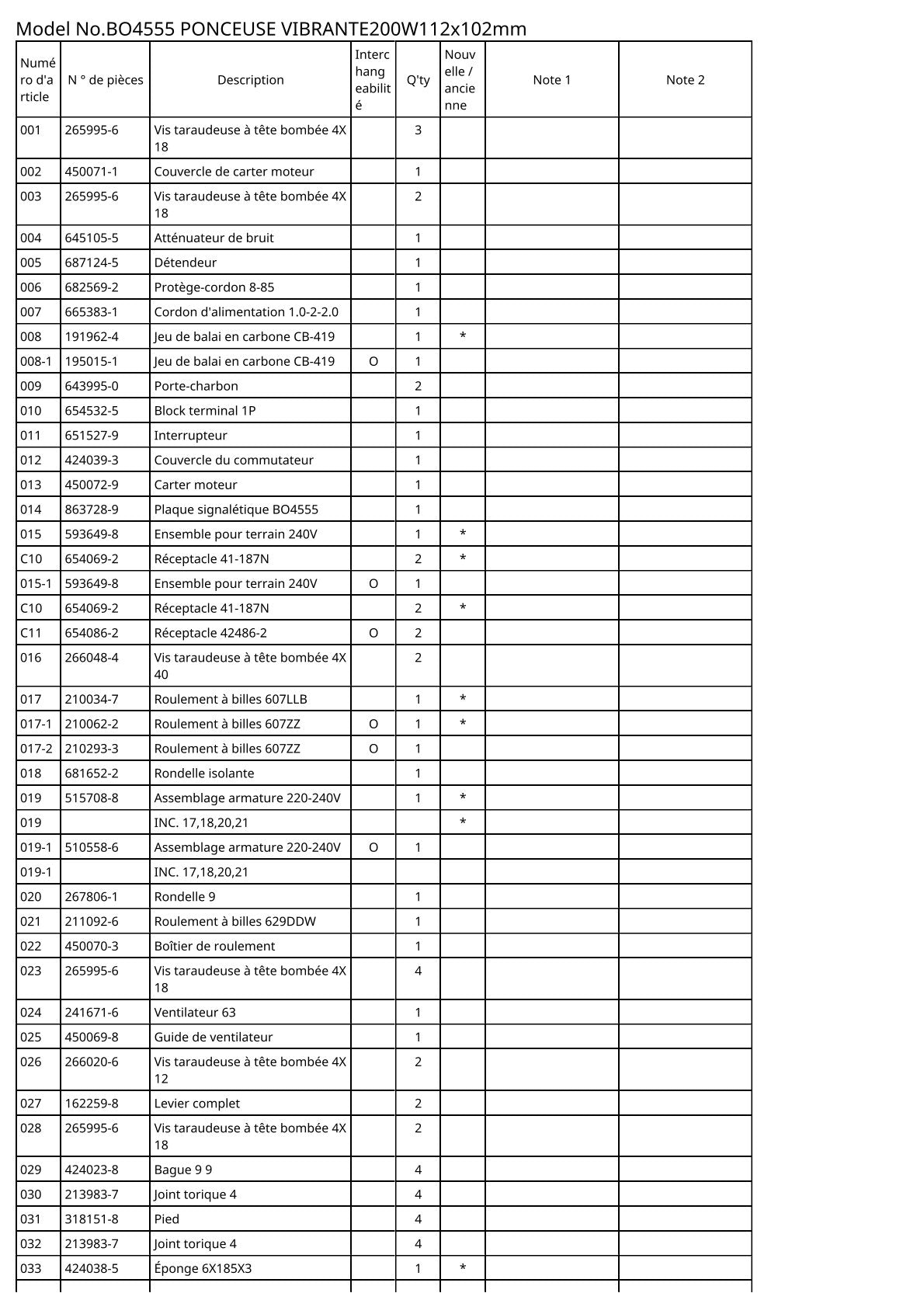 Vue éclatée Makita BO4555 - page 2