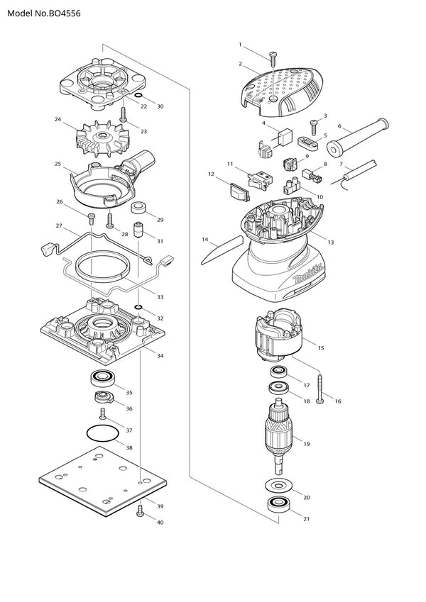 Vue éclatée Makita BO4556 - page 1