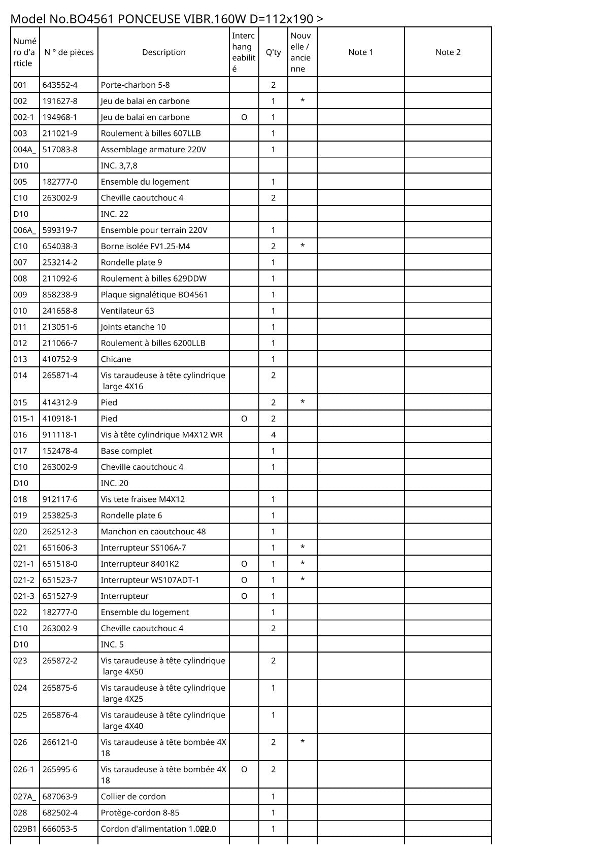 Vue éclatée Makita BO4561 - page 2