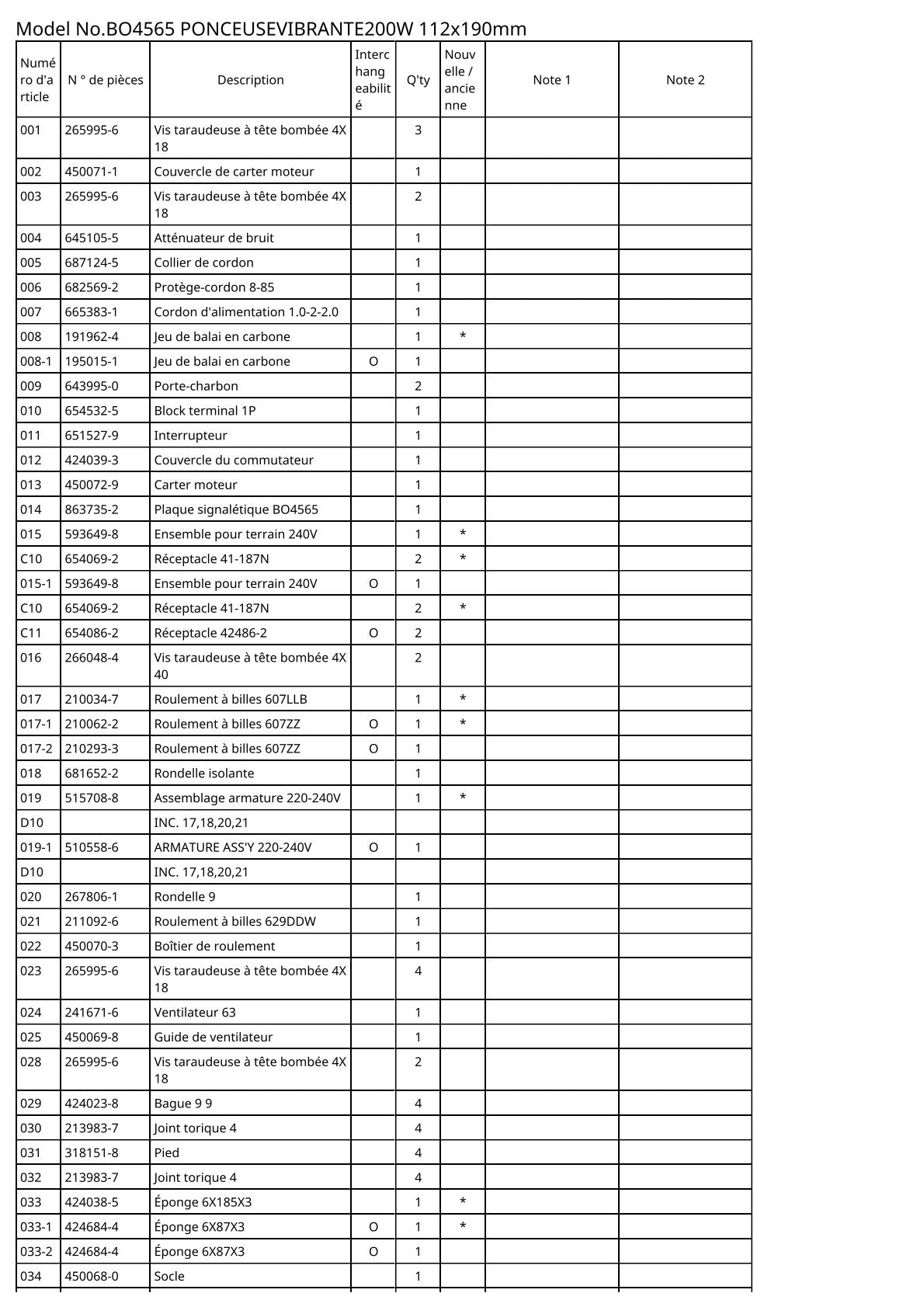 Vue éclatée Makita BO4565 - page 2
