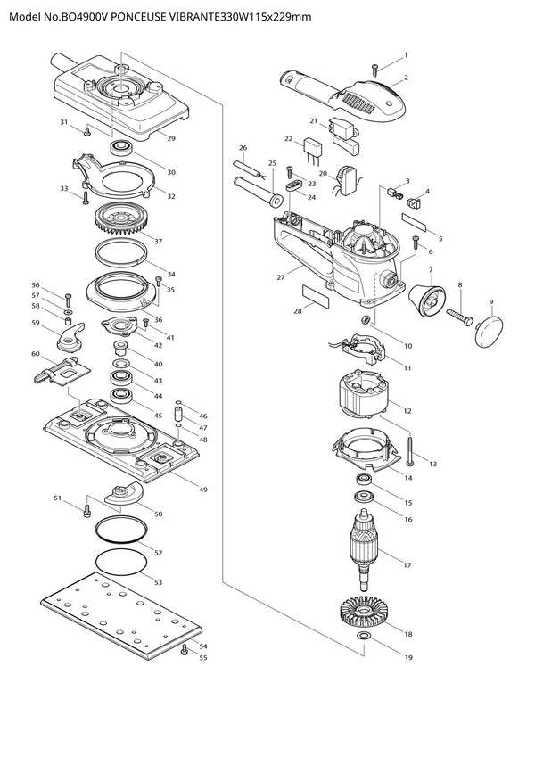 Vue éclatée Makita BO4900V - page 1