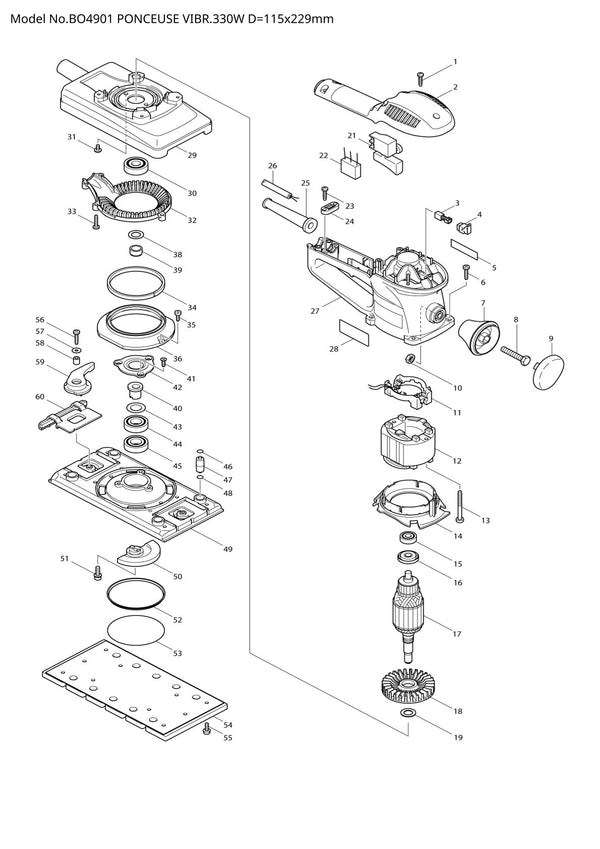 Vue éclatée Makita BO4901 - page 1