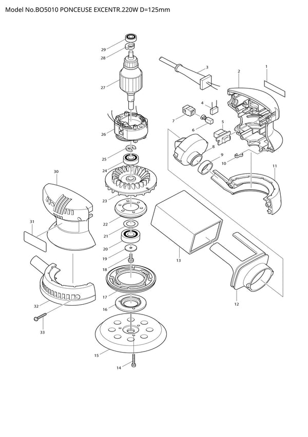 Vue éclatée Makita BO5010 - page 1