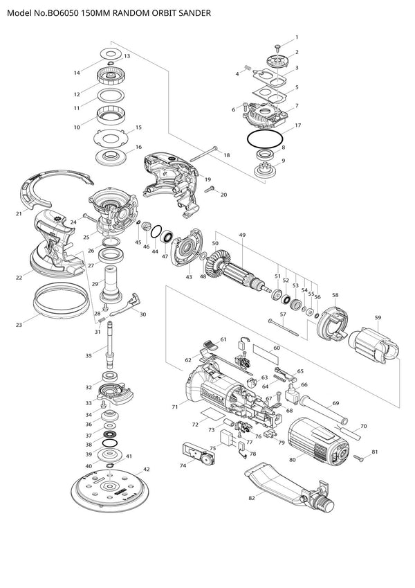 Vue éclatée Makita BO6050 - page 1