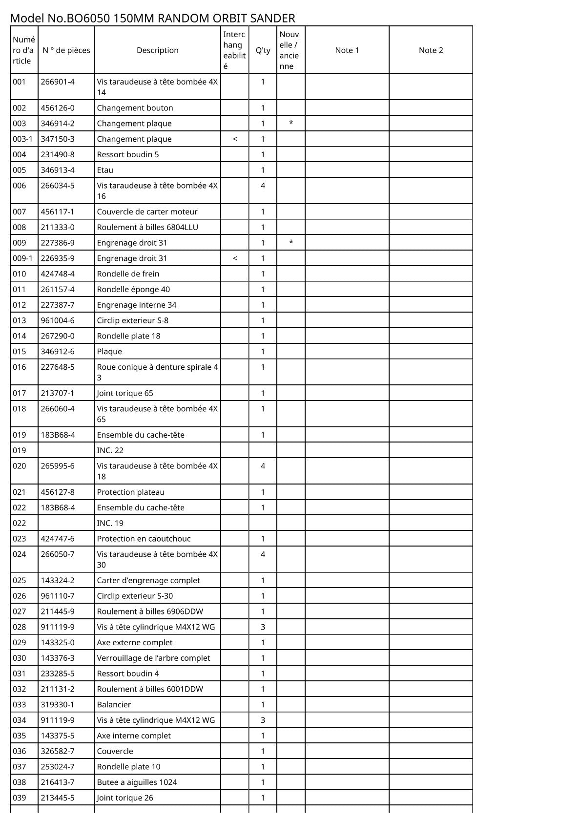 Vue éclatée Makita BO6050 - page 2