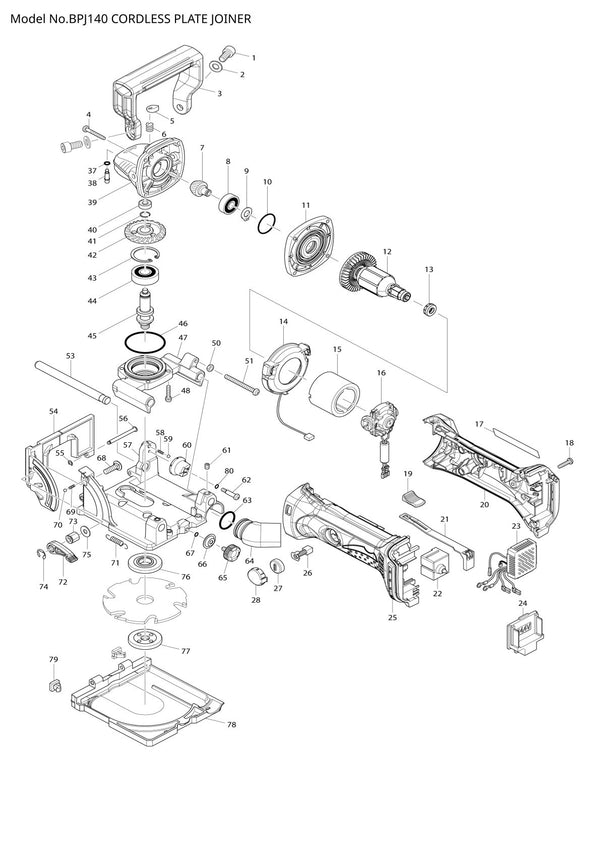 Vue éclatée Makita BPJ140 - page 1