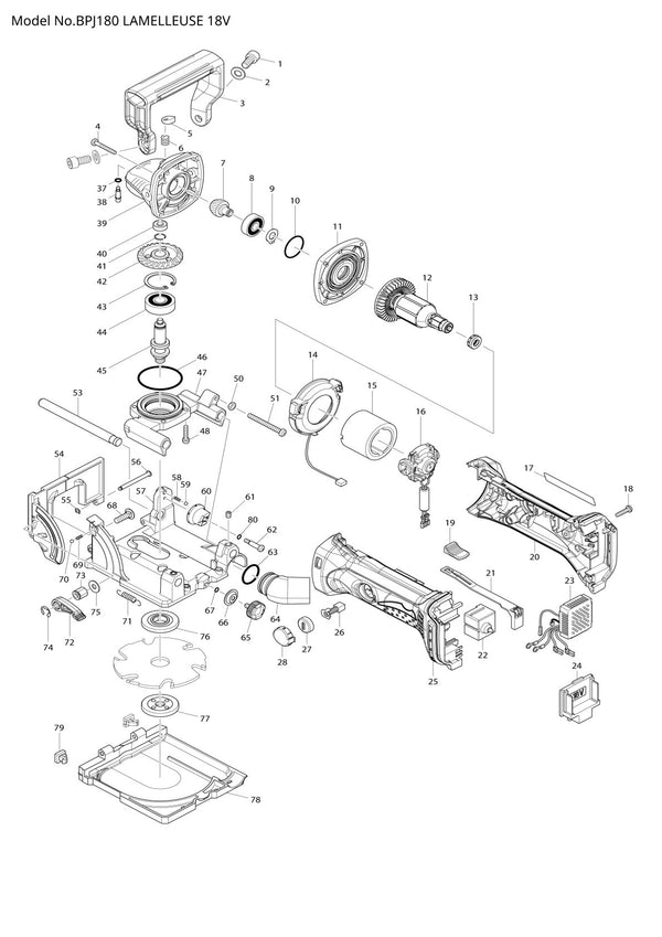 Vue éclatée Makita BPJ180 - page 1