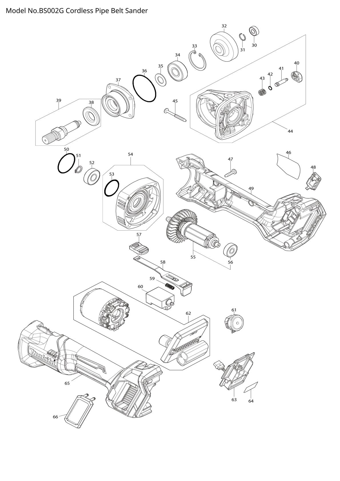 Vue éclatée Makita BS002G - page 2