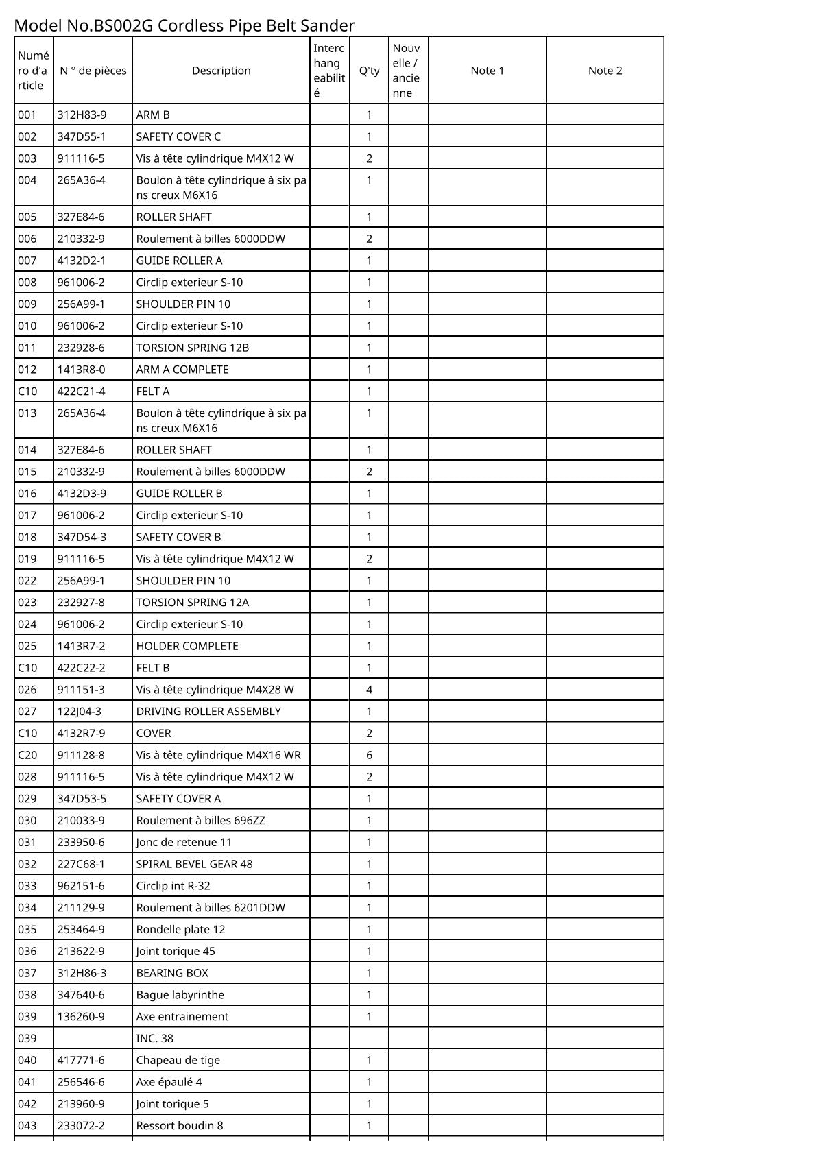 Vue éclatée Makita BS002G - page 3