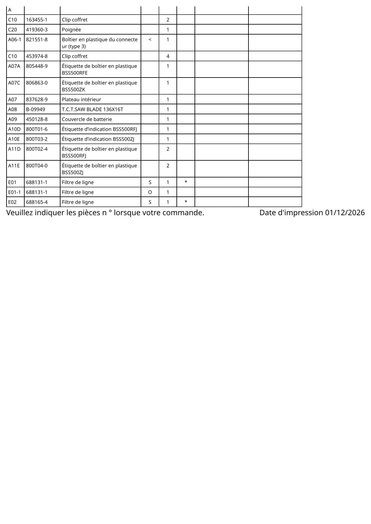 Vue éclatée Makita BSS501 - page 5