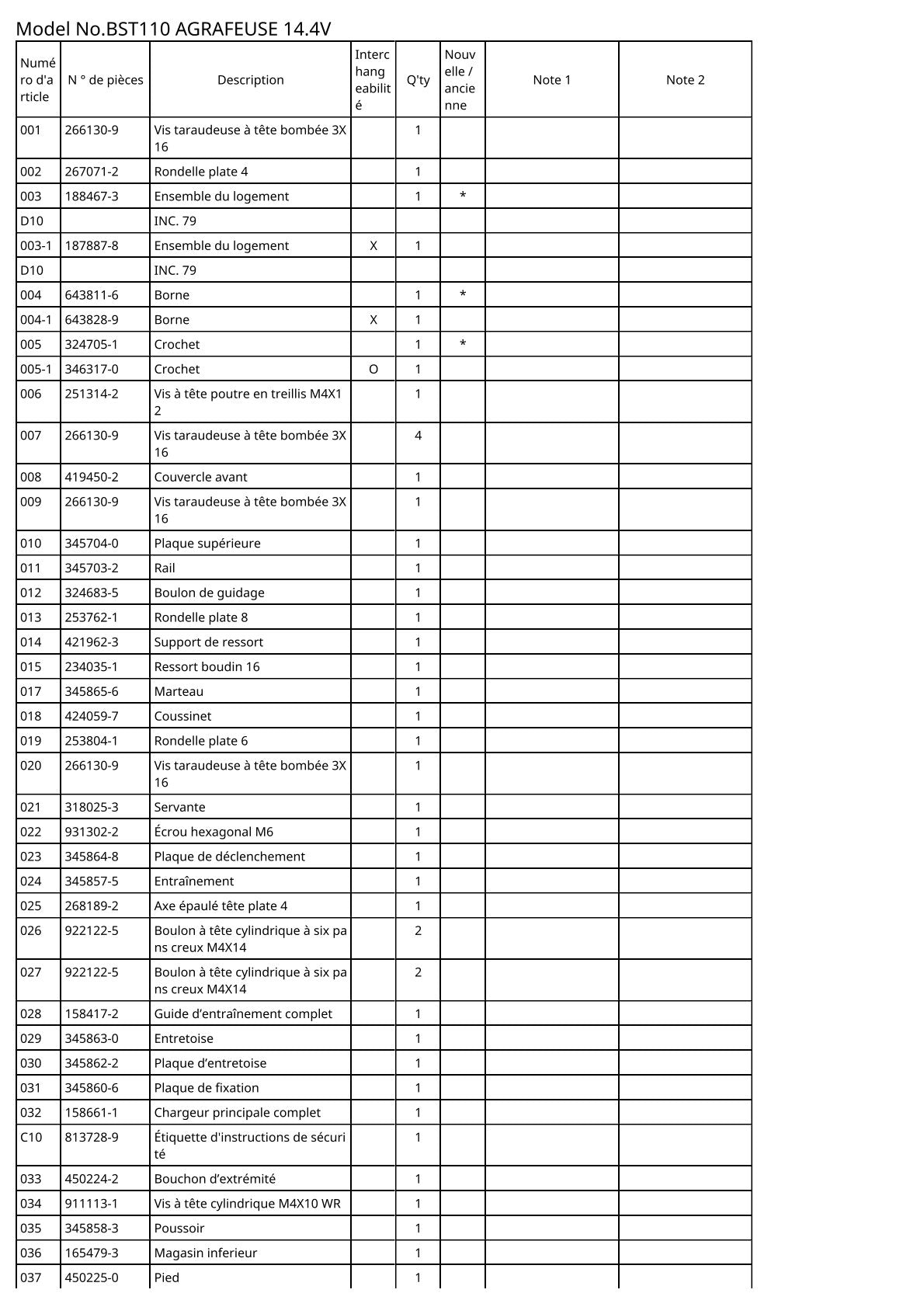 Vue éclatée Makita BST110 - page 2