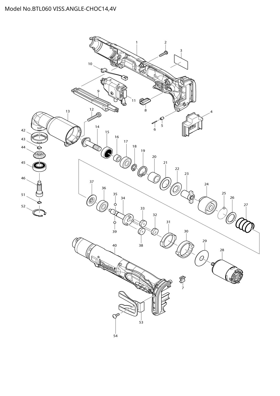 Vue éclatée Makita BTL060 - page 1