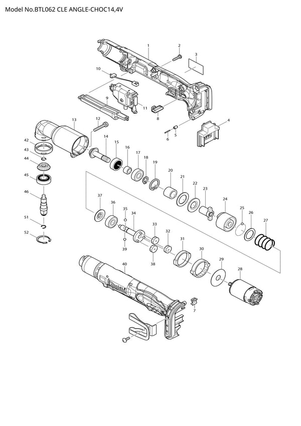 Vue éclatée Makita BTL062 - page 1