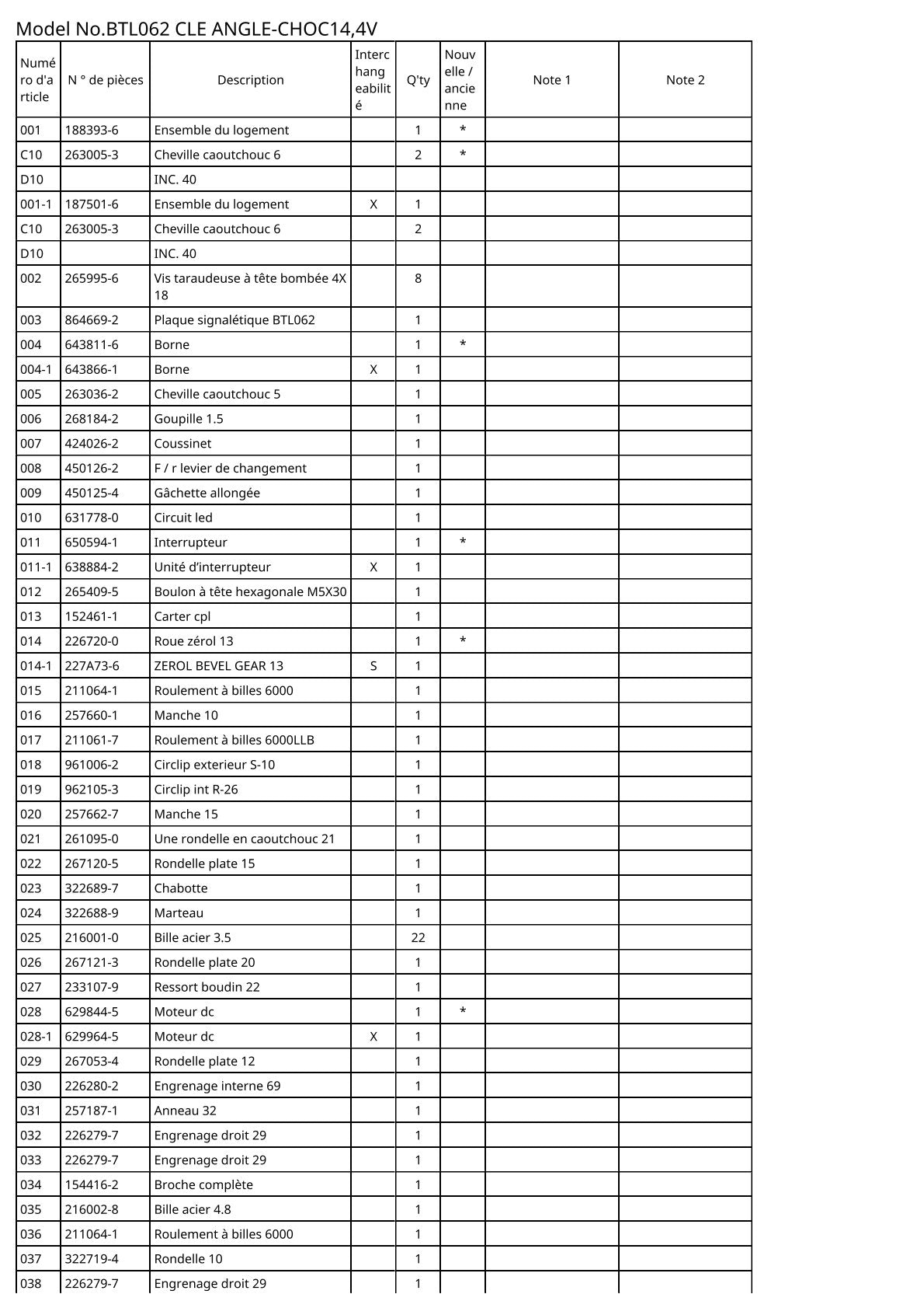 Vue éclatée Makita BTL062 - page 2