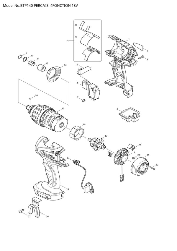 Vue éclatée Makita BTP140 - page 1