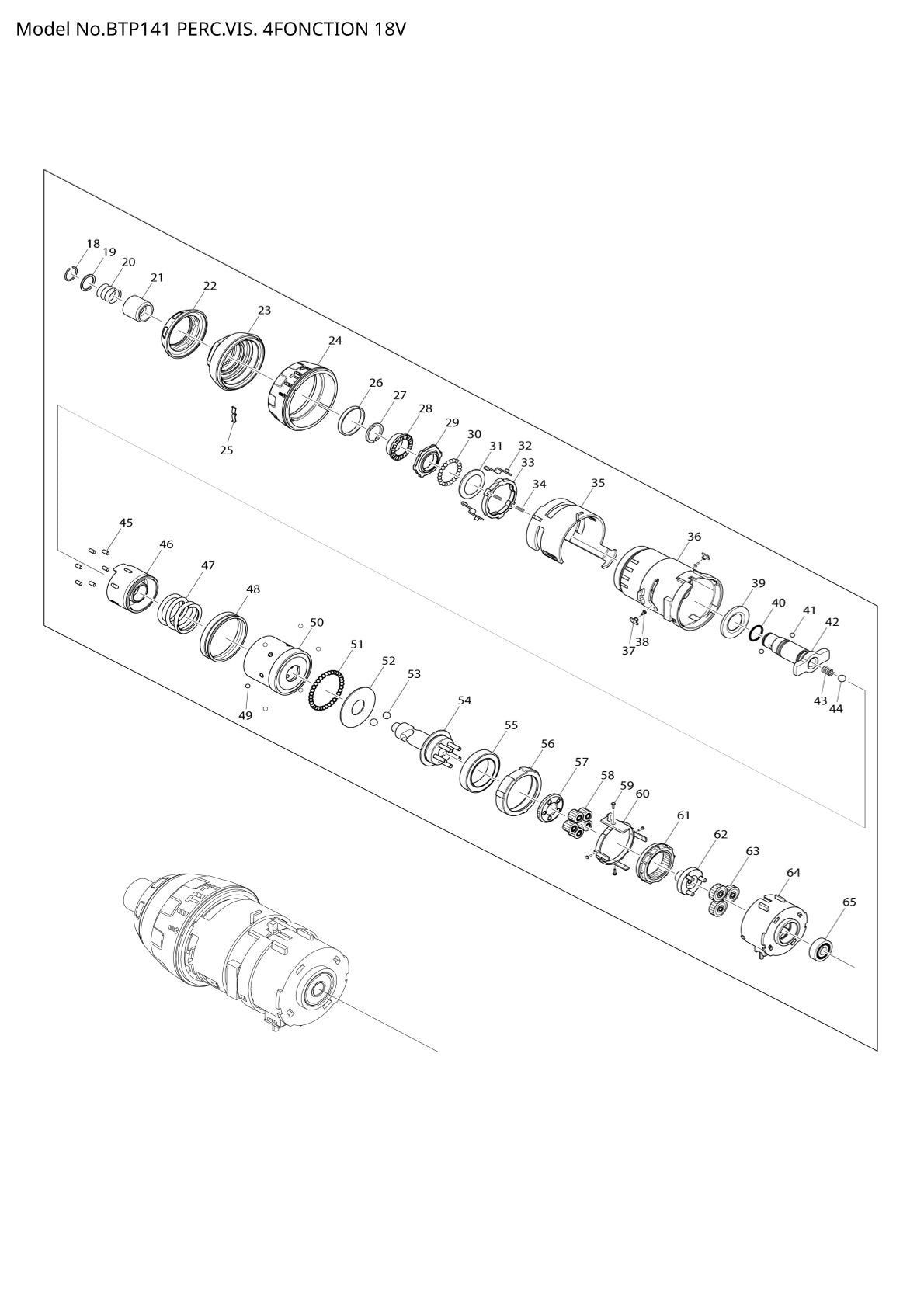 Vue éclatée Makita BTP141 - page 2