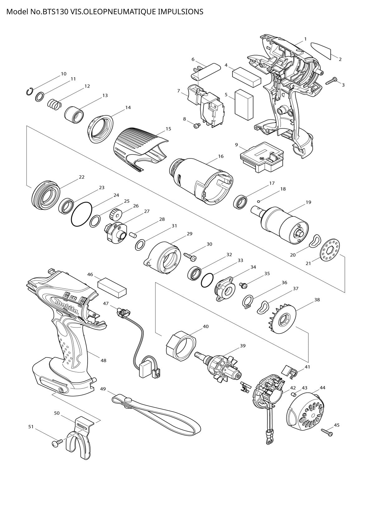 Vue éclatée Makita BTS130 - page 1