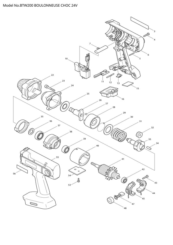 Vue éclatée Makita BTW200 - page 1
