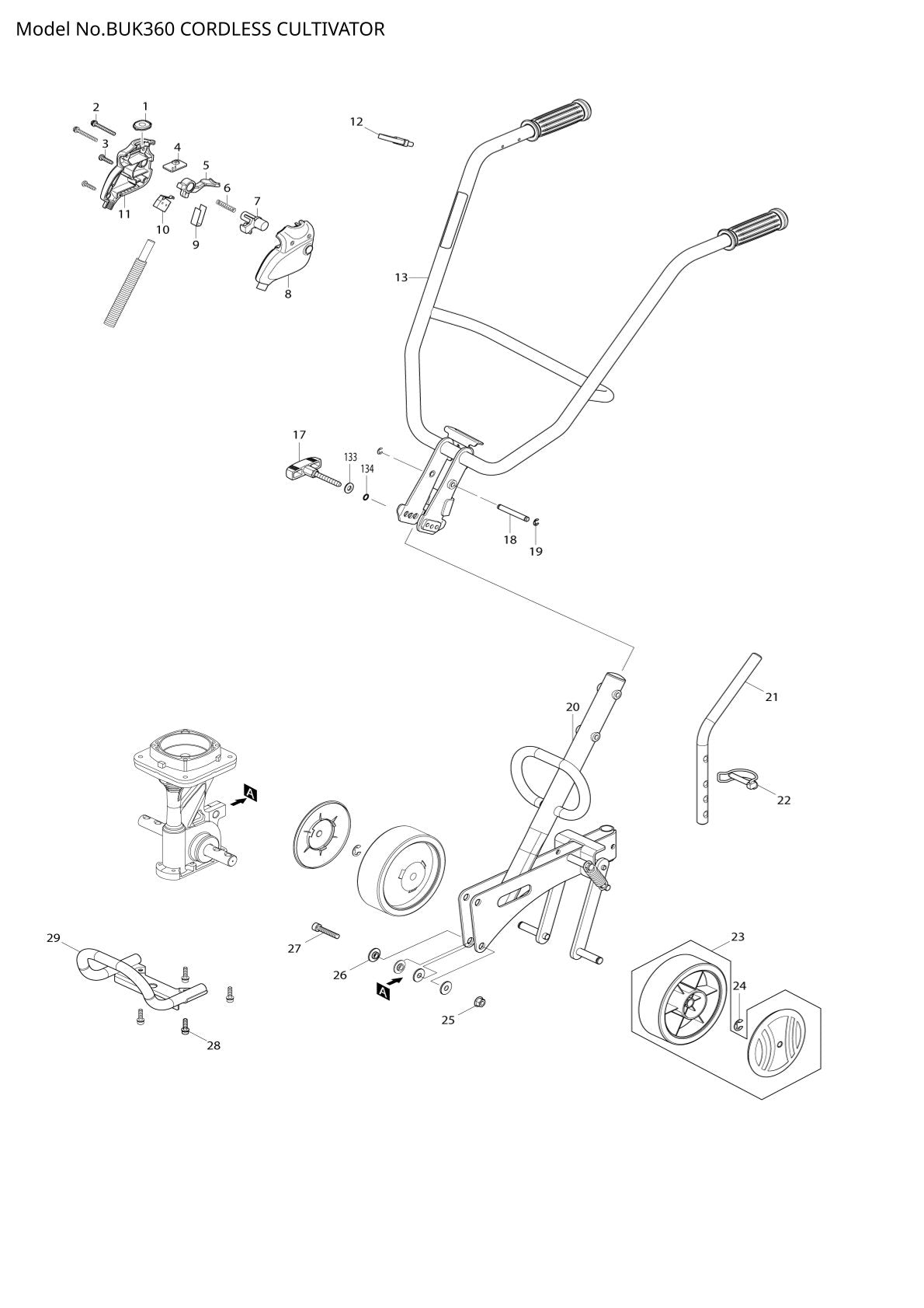 Vue éclatée Makita BUK360 - page 1