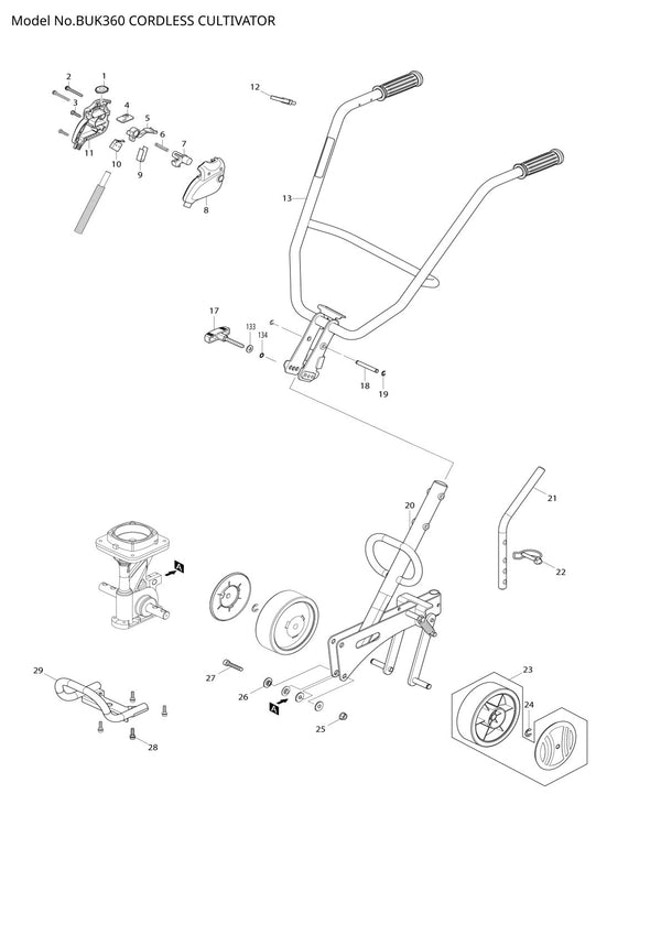 Vue éclatée Makita BUK360 - page 1