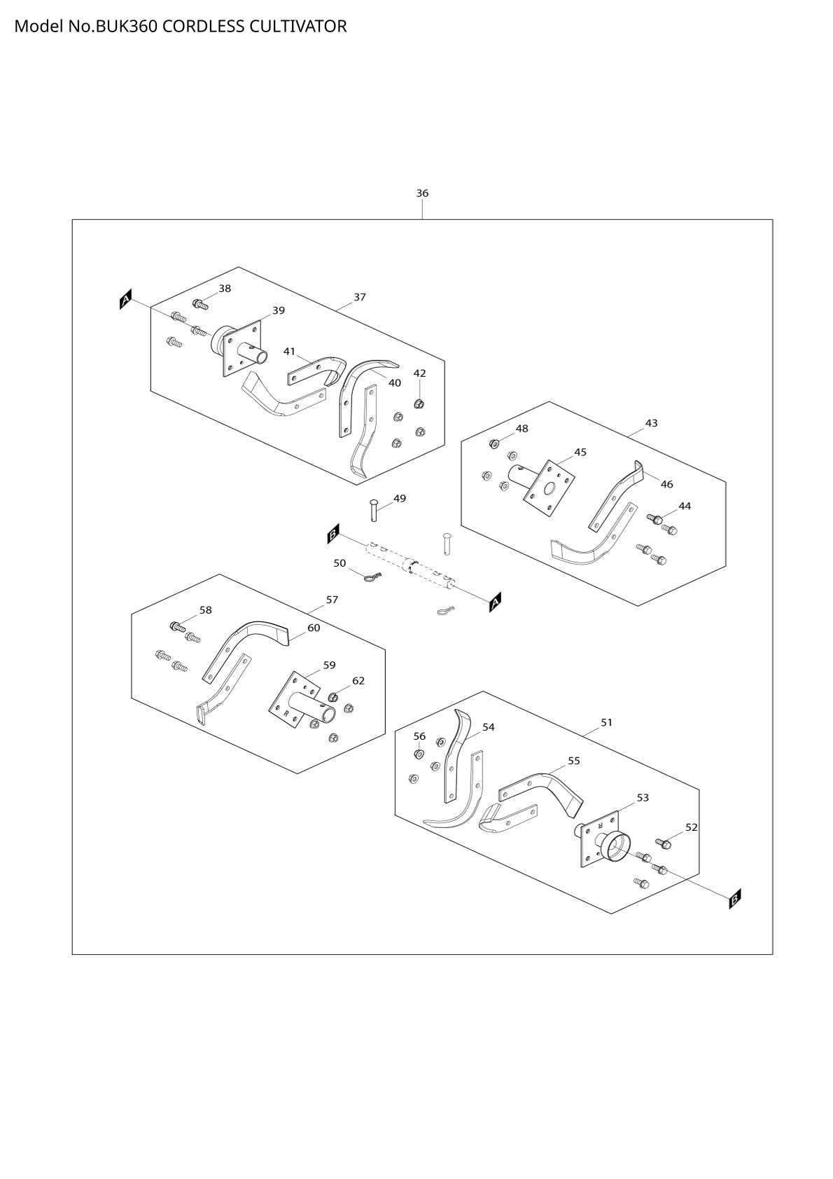 Vue éclatée Makita BUK360 - page 2