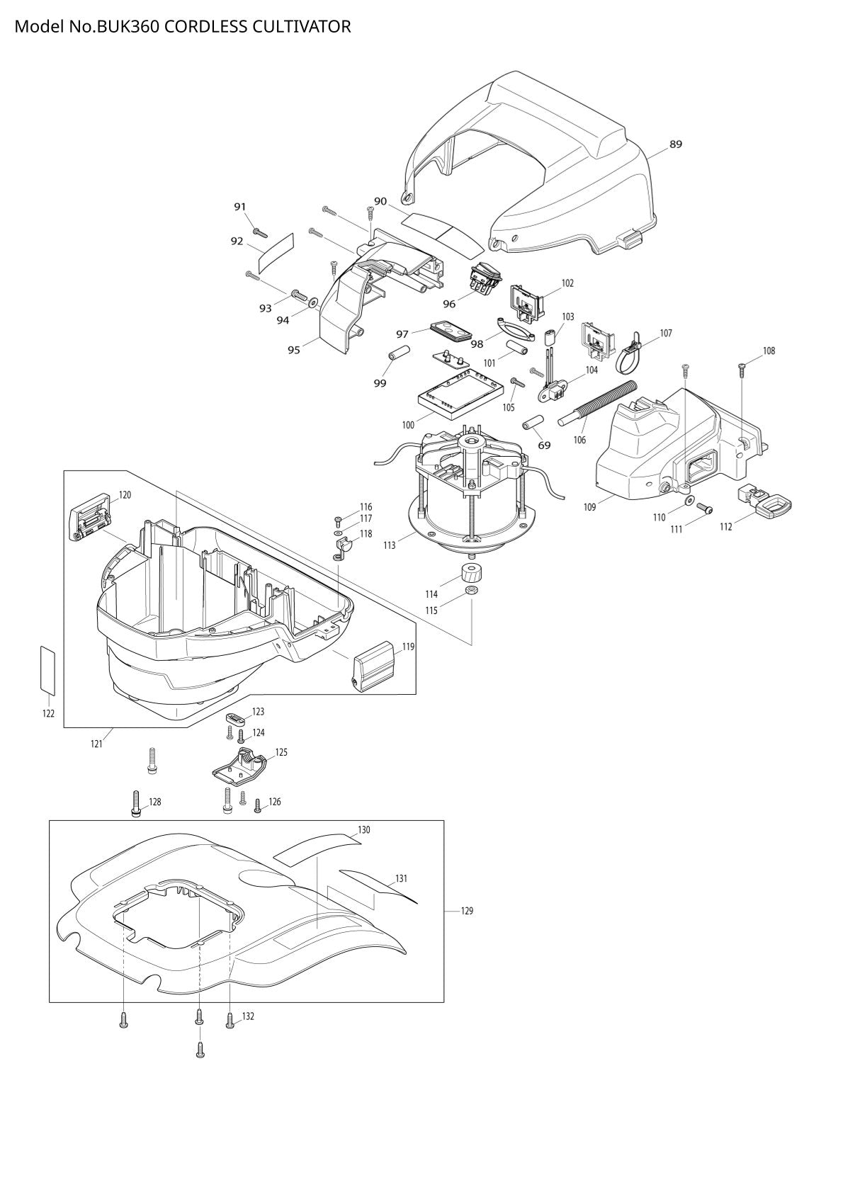 Vue éclatée Makita BUK360 - page 4