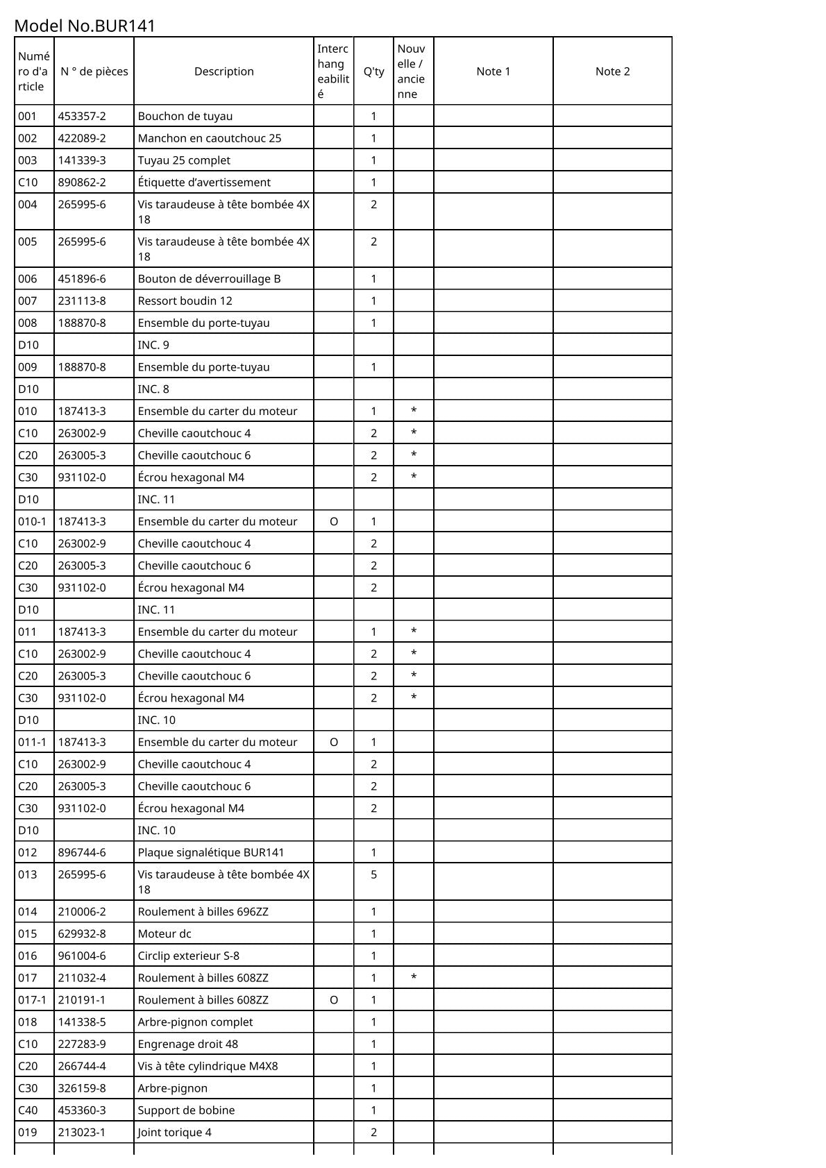 Vue éclatée Makita BUR141 - page 2