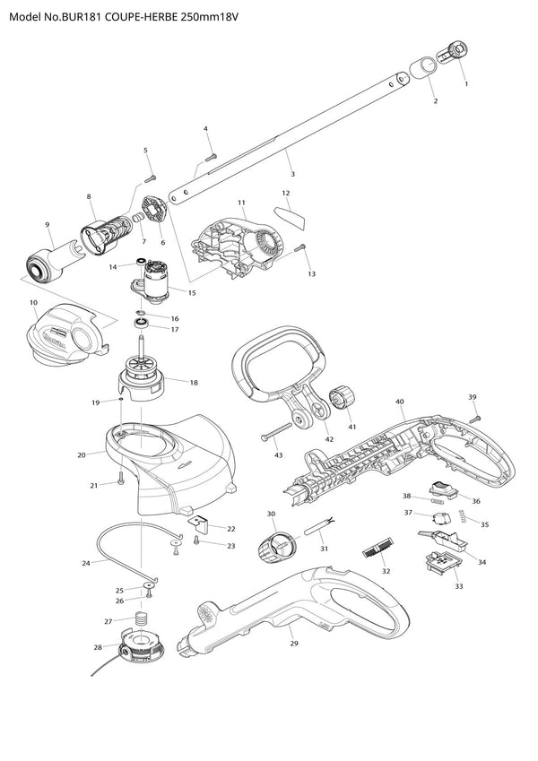 Vue éclatée Makita BUR181 - page 1