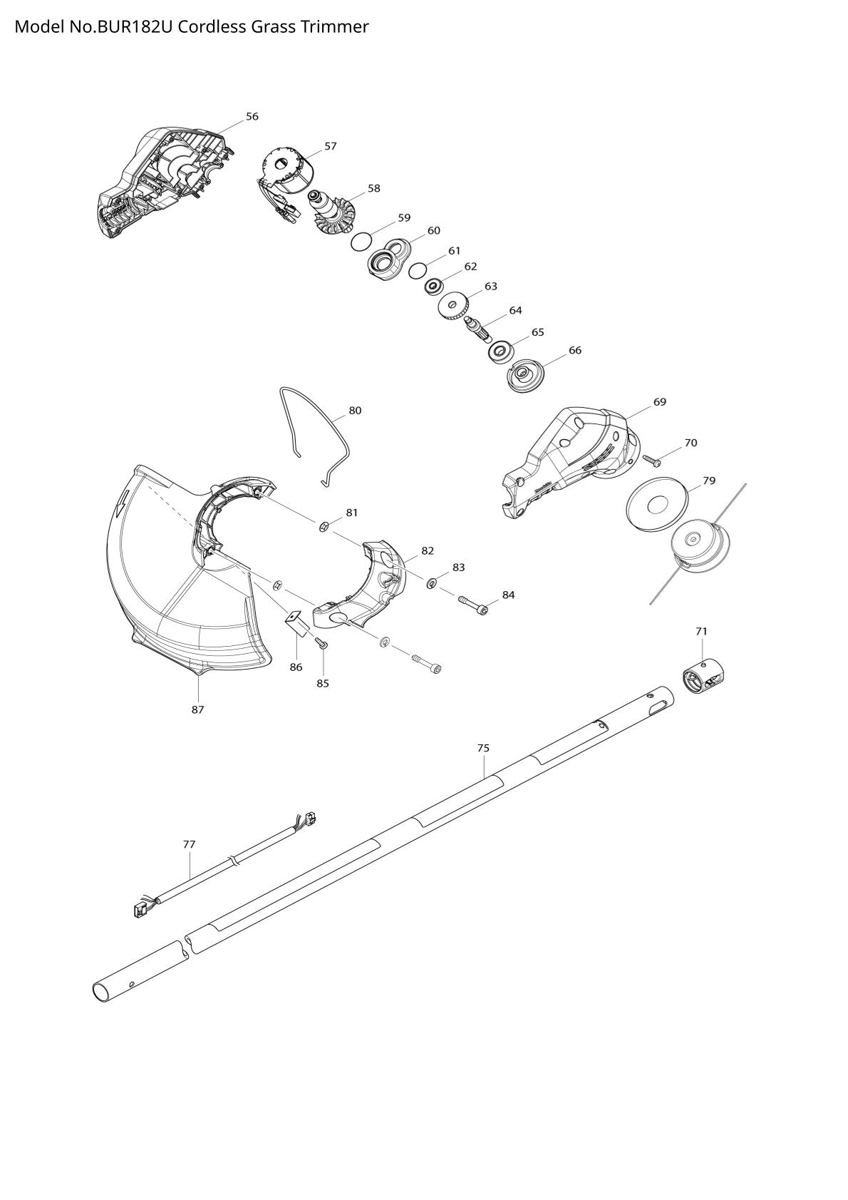 Vue éclatée Makita BUR182U - page 2