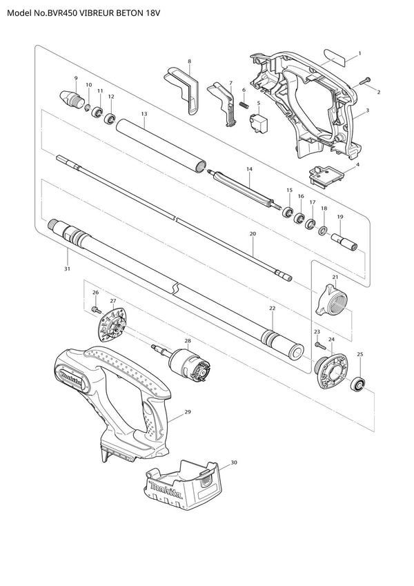 Vue éclatée Makita BVR450 - page 1