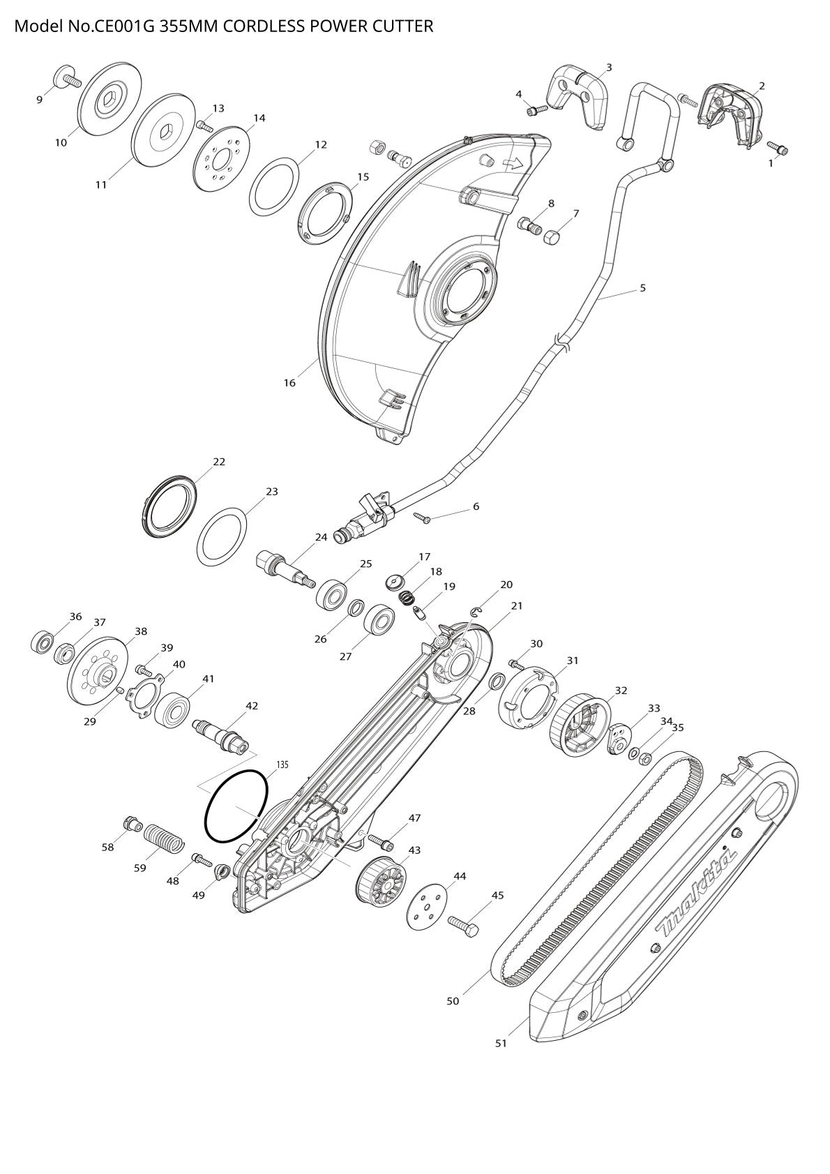 Vue éclatée Makita CE001G - page 1