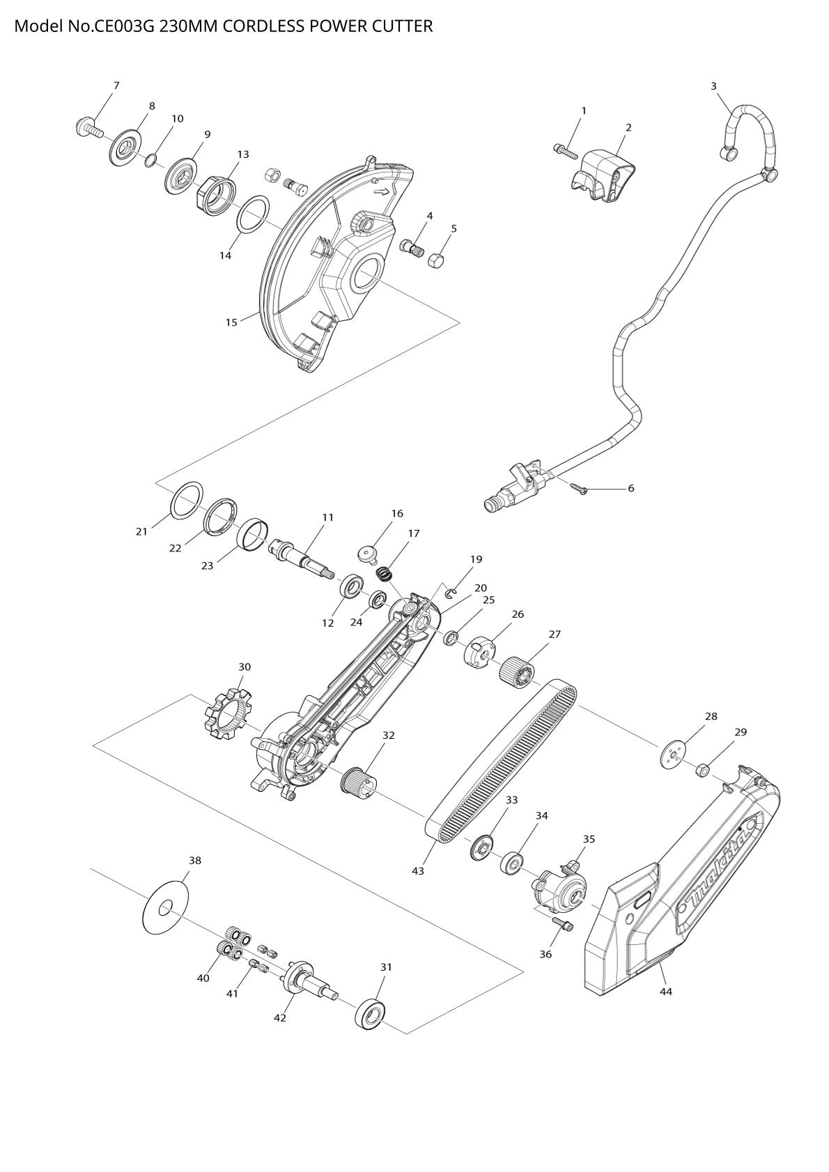 Vue éclatée Makita CE003G - page 1