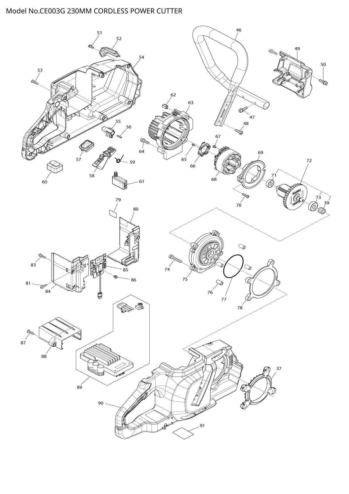 Vue éclatée Makita CE003G - page 2
