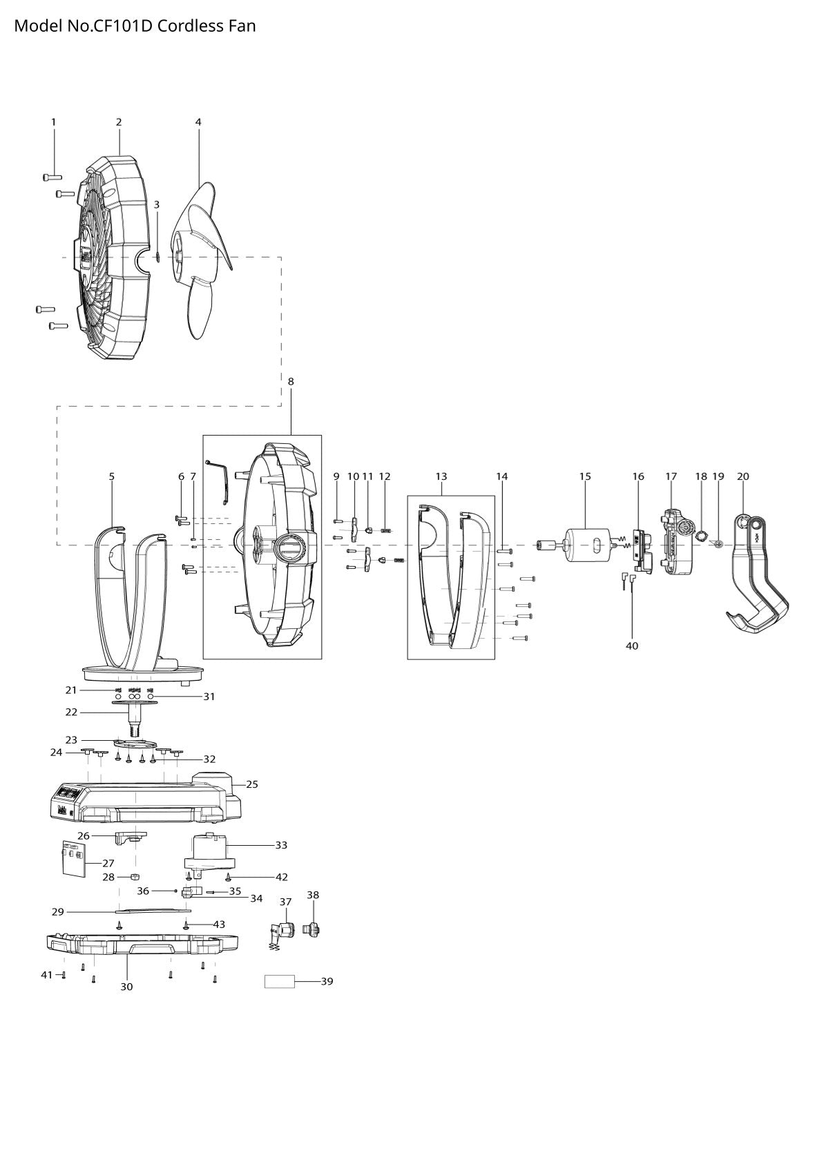 Vue éclatée Makita CF101D - page 1