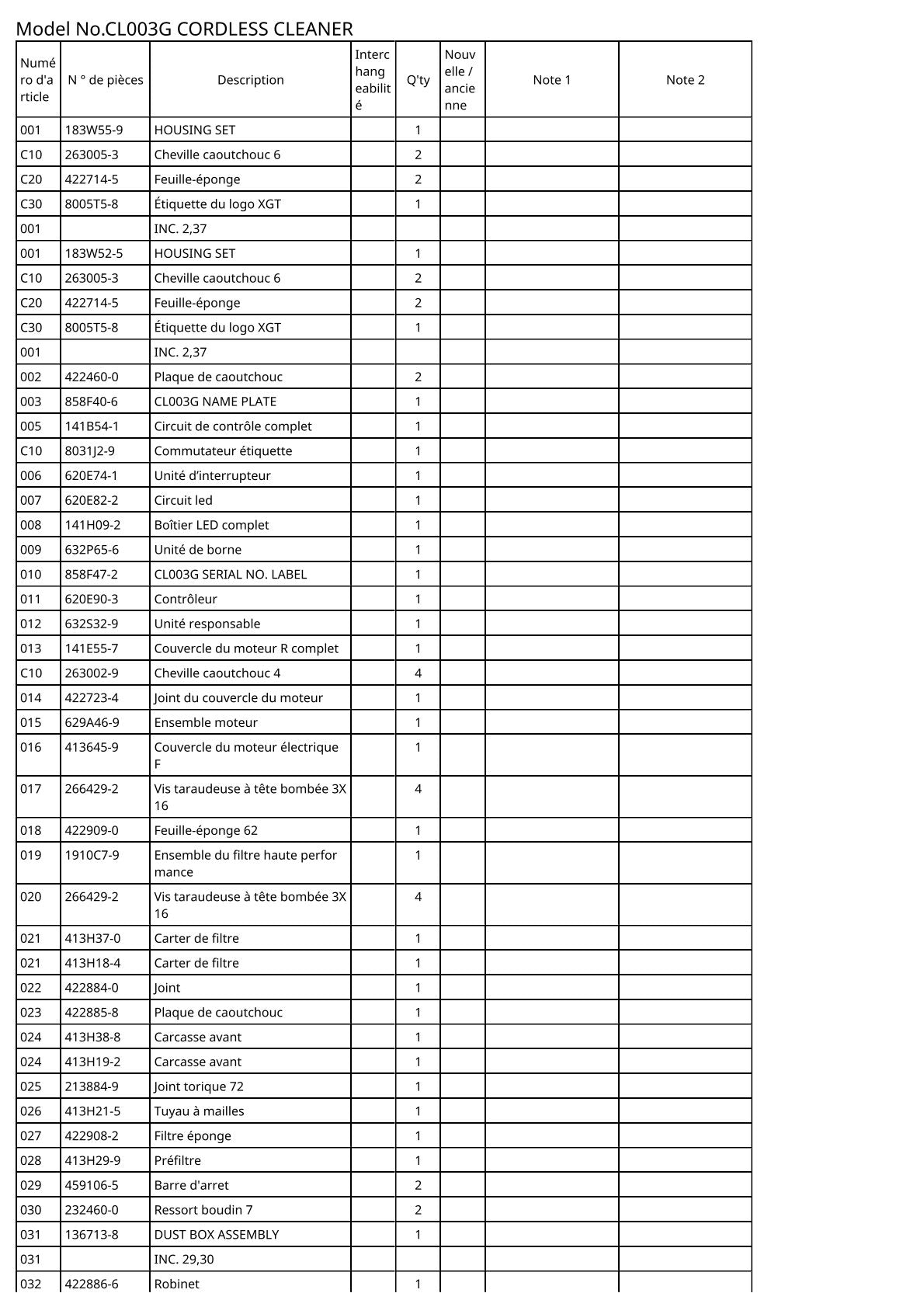 Vue éclatée Makita CL003G - page 2