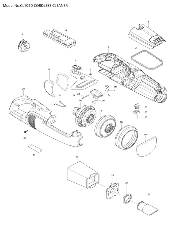 Vue éclatée Makita CL104D - page 1