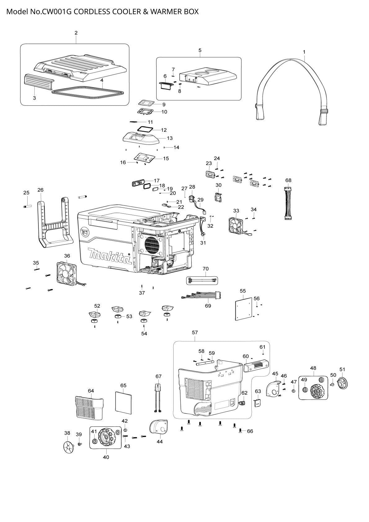 Vue éclatée Makita CW001G - page 1