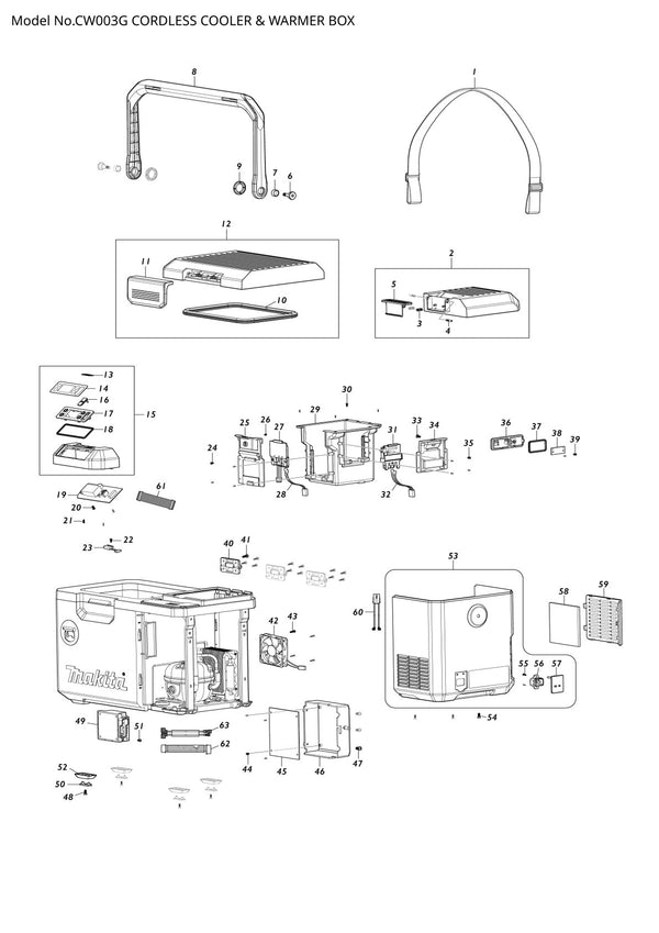 Vue éclatée Makita CW003G - page 1
