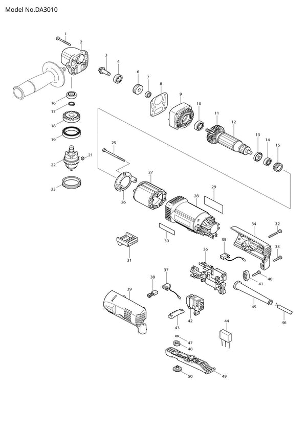 Vue éclatée Makita DA3010 - page 1