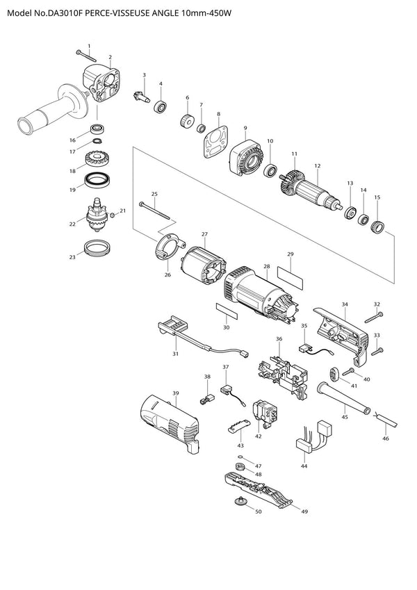 Vue éclatée Makita DA3010F - page 1