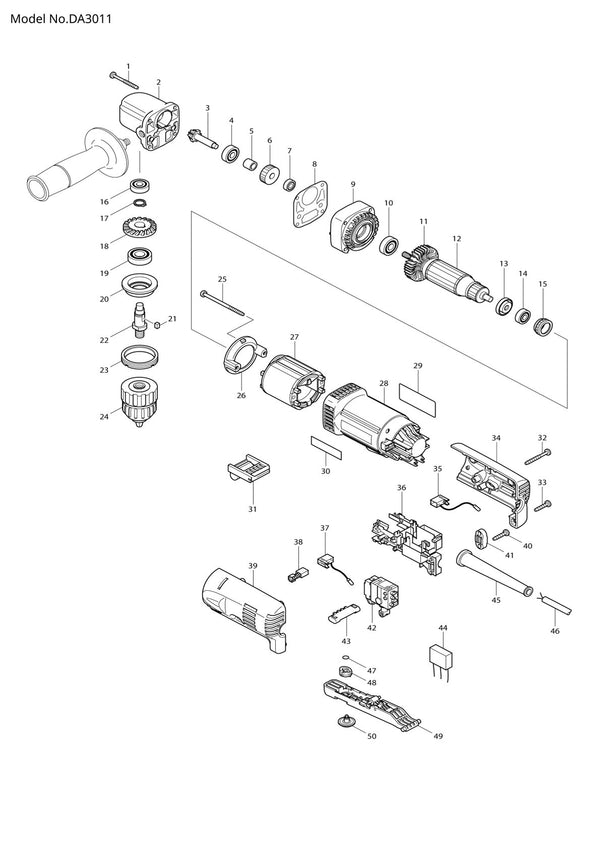 Vue éclatée Makita DA3011 - page 1