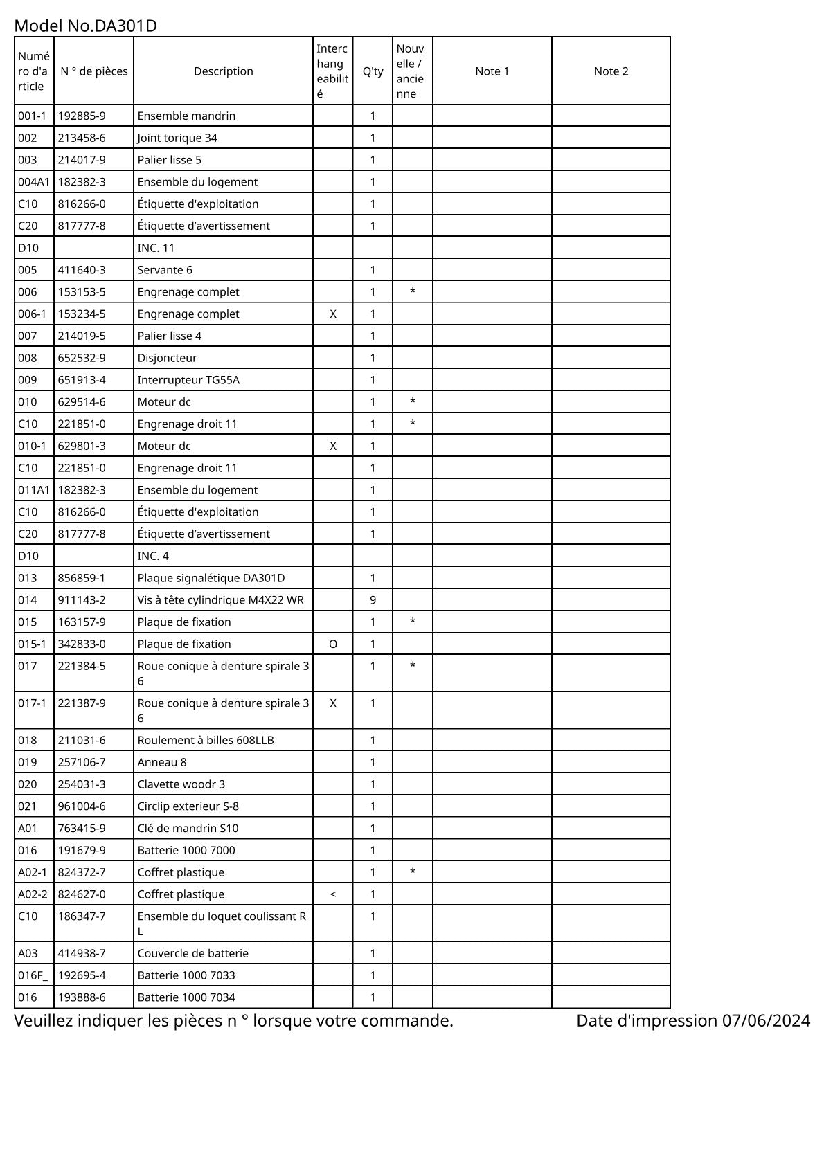 Vue éclatée Makita DA301D - page 2