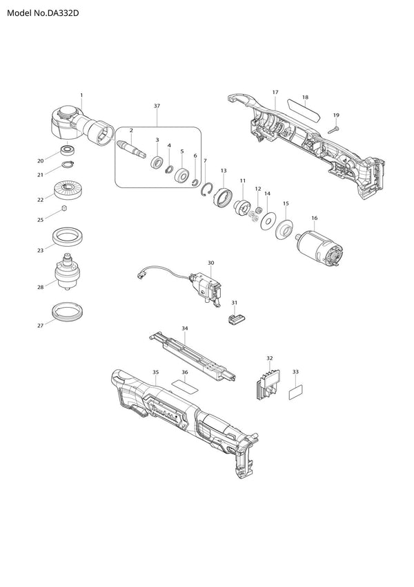 Vue éclatée Makita DA332D - page 1