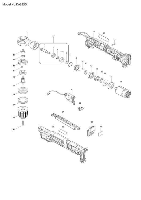 Vue éclatée Makita DA333D - page 1