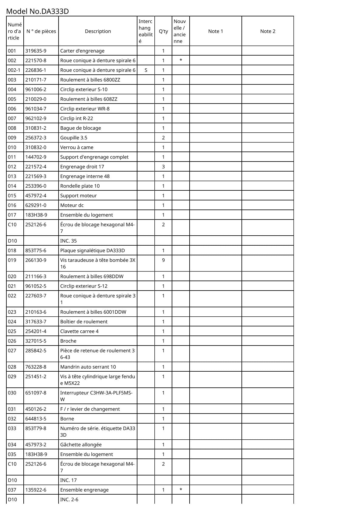 Vue éclatée Makita DA333D - page 2