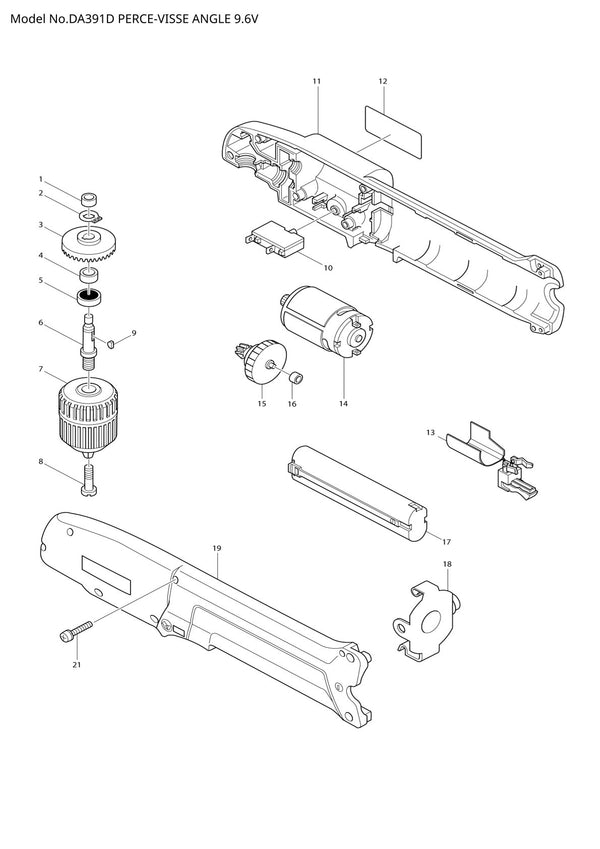 Vue éclatée Makita DA391D - page 1