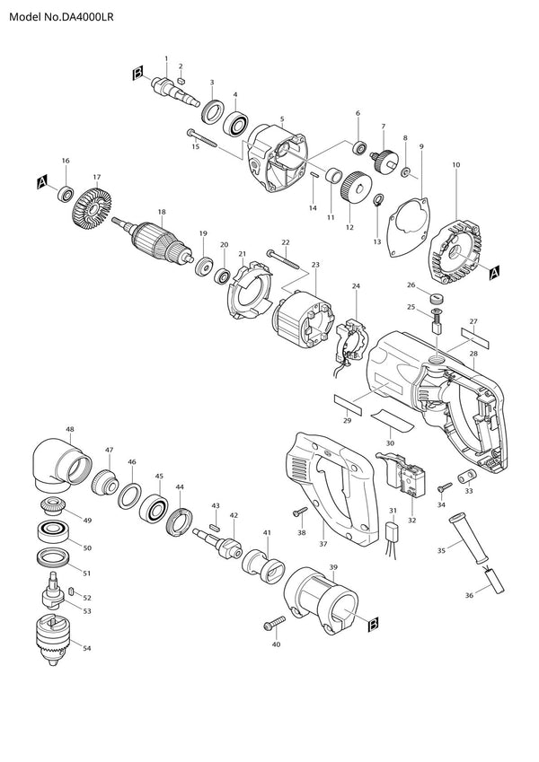 Vue éclatée Makita DA4000LR - page 1