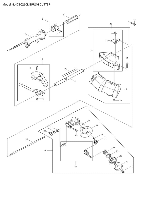 Vue éclatée Makita DBC260L - page 1