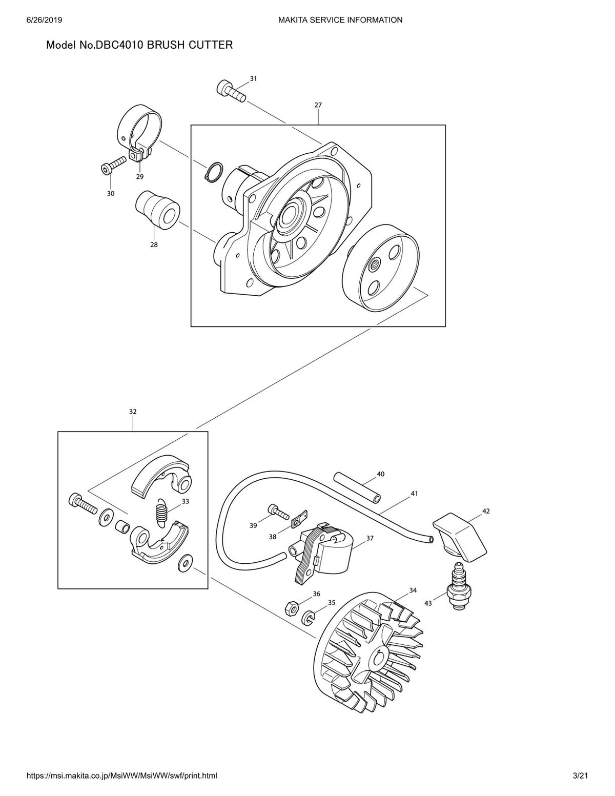 Vue éclatée Makita DBC4010 - page 3