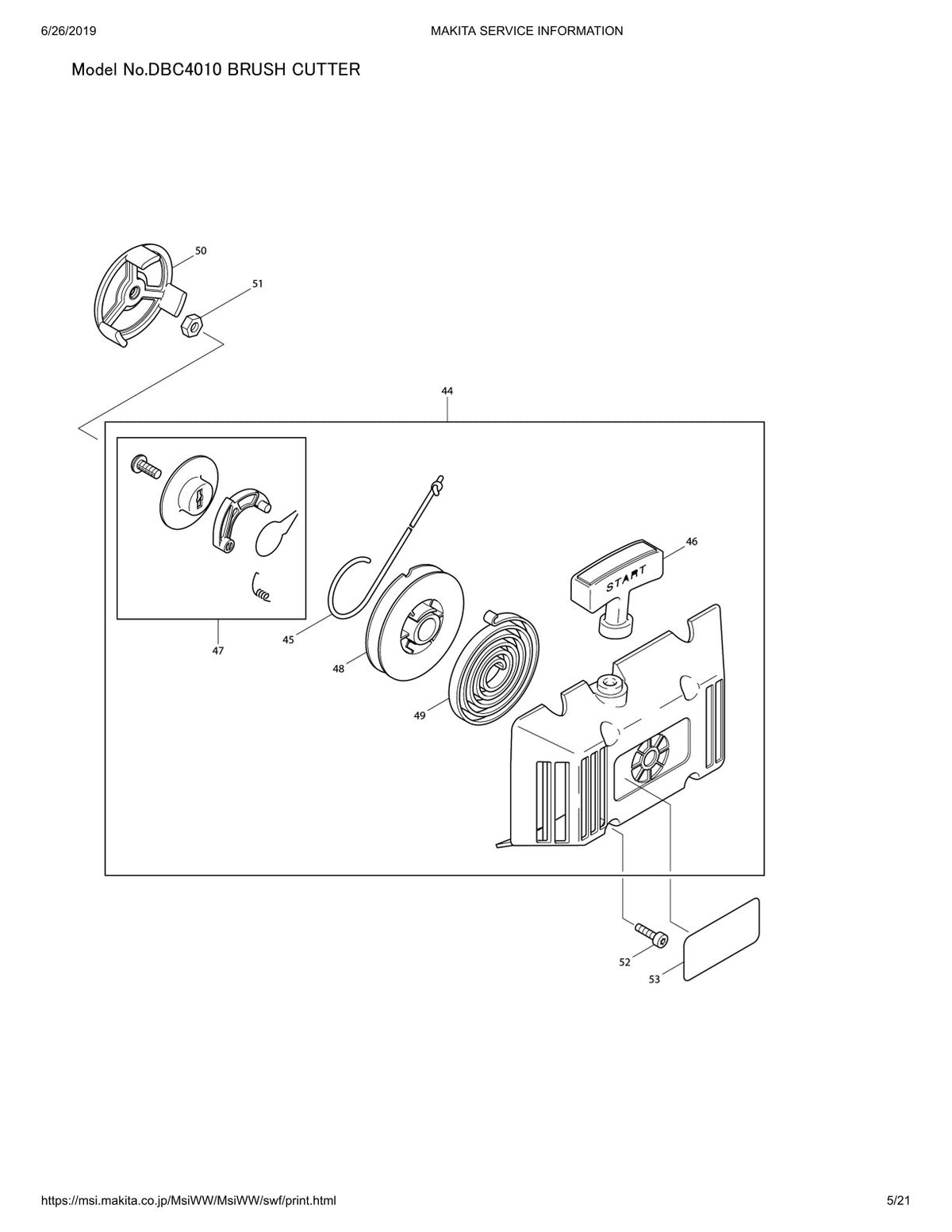 Vue éclatée Makita DBC4010 - page 5